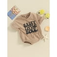 thumbnail image 3 of vera natura Newborn Baby Summer Romper Cute Letter Print Short Sleeve Jumpsuit Cute Clothes, 3 of 9