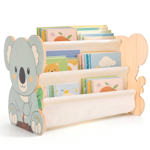Toddler Bookshelf, Double Sided Kids Wooden Book Shelf for Baby Nursery Room Playroom Classroom or Bedroom Storage Organizer