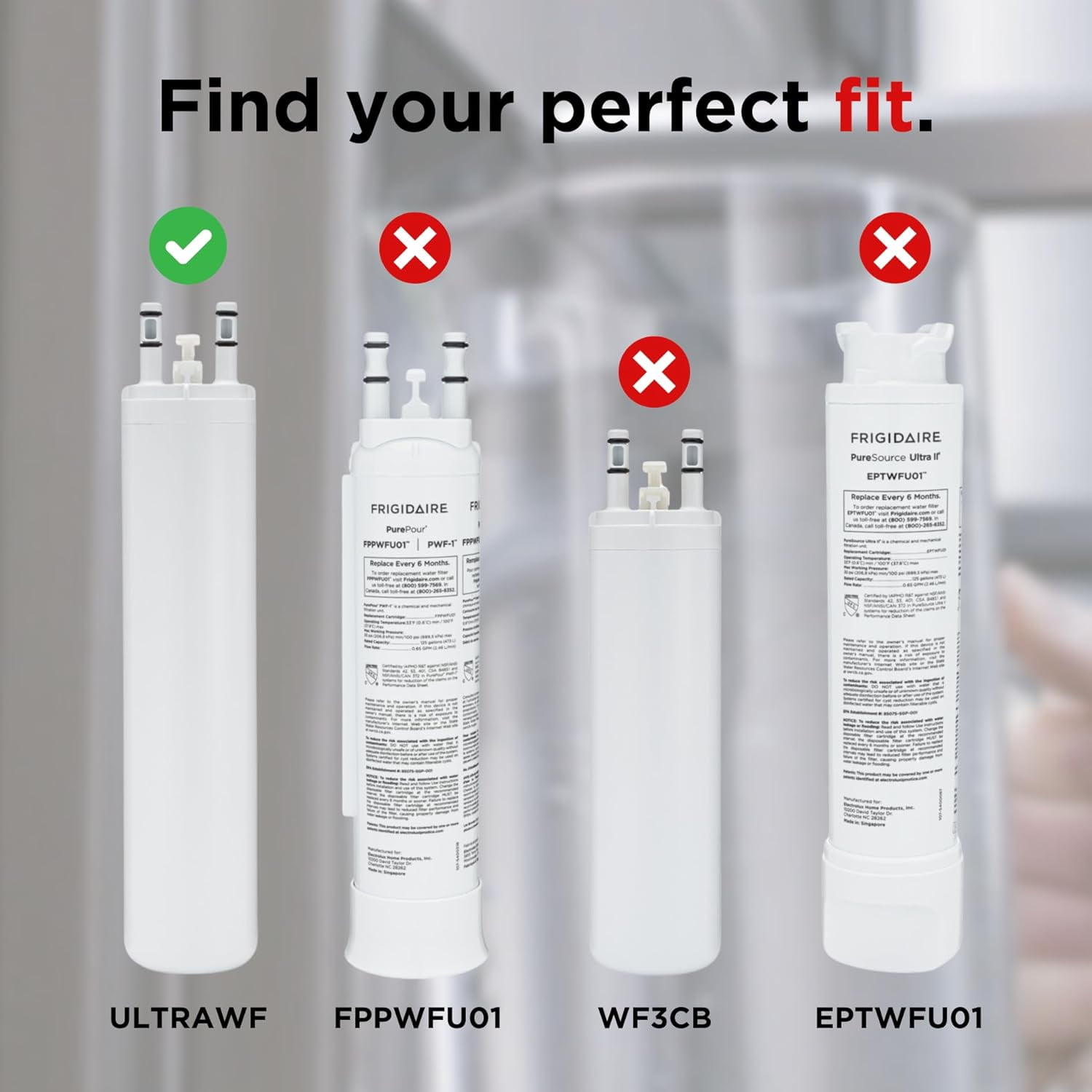 2-Pack ULTRAWF PureSource Ultra Water Filter, Replacement Cartridge for Frigidaire Refrigerators,White