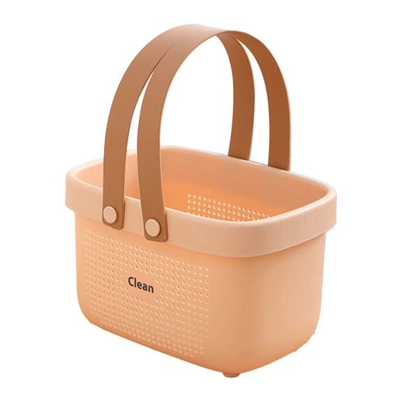 Plastic Storage Basket with Handle, Heavy Duty Portable Shower Caddy, Tote Organizer Basket Bin for Bathroom Kitchen Dorm Room Bedroom, Small White, 12.4x7.0x6.1"