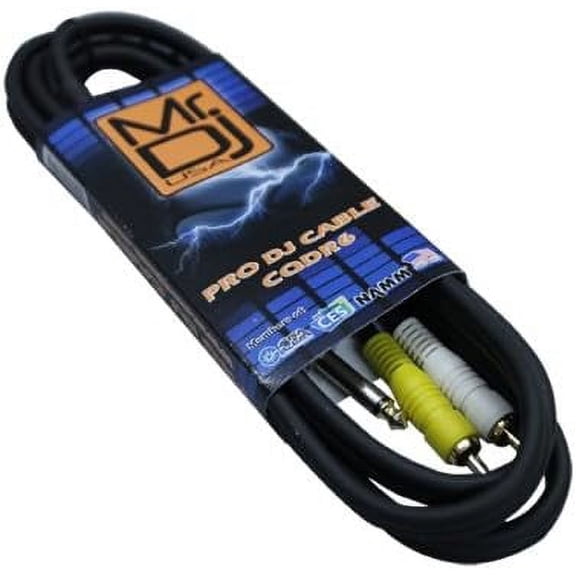 Mr. Dj CQDR6 6' 1/4" TRS to Dual RCA Insert Cable, Male 6.35mm 1/4" TRS to 2RCA Y Splitter Patch Microphone Cable