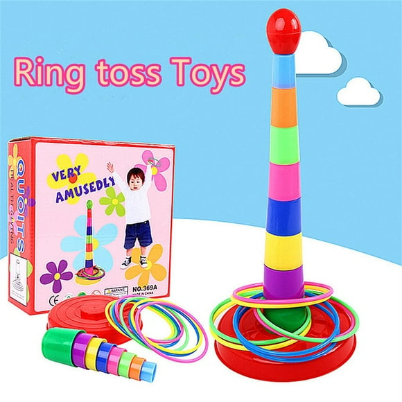 Juego de lanzamiento de anillos deportivos coloridos para niños, juegos de juguetes interactivos al aire libre