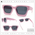 thumbnail image 2 of Womens Mod Pop Color Beveled Thick Horn Rim Plastic Fashion Sunglasses Pink - Black, 2 of 8