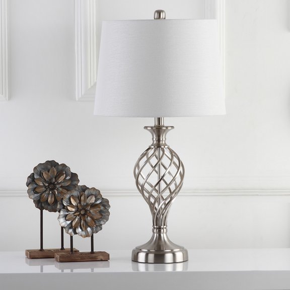 Safavieh Lattice 26.75-Inch High Urn Table Lamp, Nickel