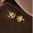 thumbnail image 3 of Sterling Silver Small Bow Hoop Earrings for Women Teens Bow Ribbon Earrings Bowknot Huggie Earrings, 3 of 10