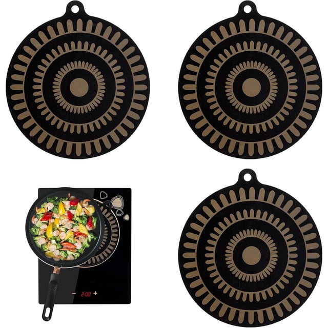 3 Pieces Silicone Induction Cooktop Mat, 9.4 inch Mat for Induction Cooktop, Thermochromic Silicone Induction Cooktop Protector (9.4 inch)