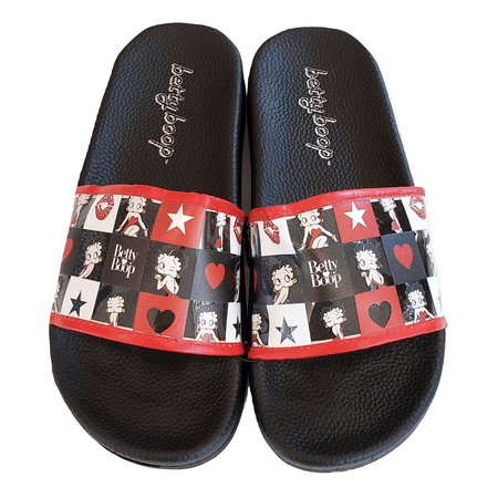 

Betty Boop Adult Women s Flip Flop Sandal Thong Slide Wedge Slide (Size 7 Black Check)