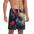 thumbnail image 2 of Vsdgher Colorful Patterned Rabbit Print Men's Pajama Shorts Lounge Bottoms Sleep Shorts Elastic Waist Lightweight PJ Shorts with Pockets-3X-Large, 2 of 6