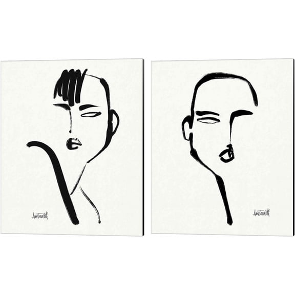 Great Art Now Brush Portrait A by Anne Tavoletti 2 Piece Canvas Art Set Each 12"W x 15"H
