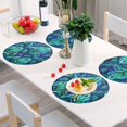 thumbnail image 4 of 15 Inch Round Grid Plate Mats Heat Non-Slip Resistant PVC Placemats for Kitchen Dining Table Decor Elegant Blue Abstract Shapes 1PCS, 4 of 5
