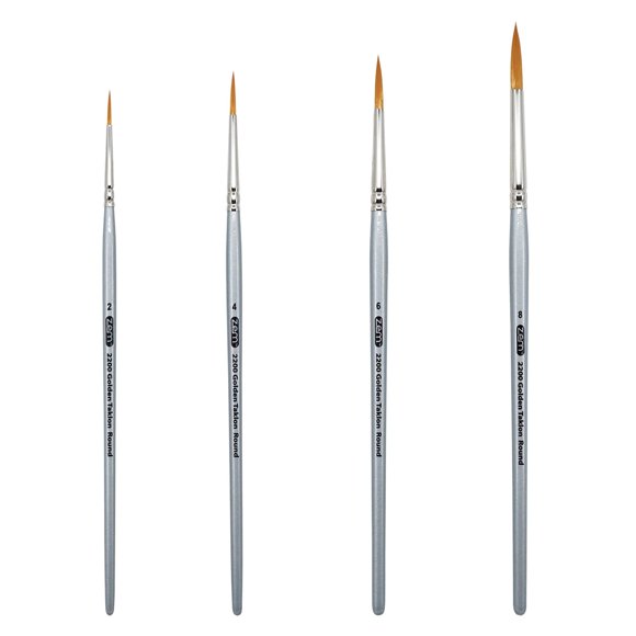 ZEM Brush Golden Taklon Rounds Brush Set Sizes 2, 4, 6, 8