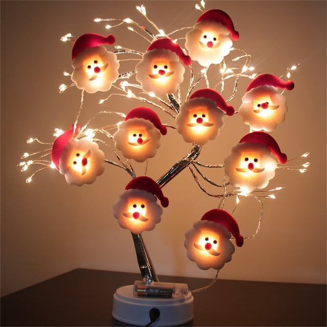 Luces de noche LED Navidad Muñeco de nieve Cuerdas Árbol de Navidad Decoración para fiestas navideñas Farol Poste de luz