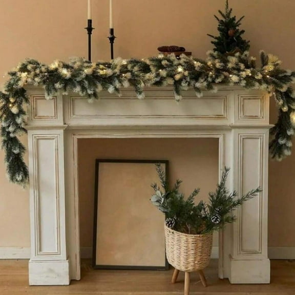 Snow Flocked Christmas Garland Snowy Artificial Christmas Garland Winter Frosted Holiday Garland for Xmas Tree, Norfolk Pine Garland Garlands for Decoration Christmas