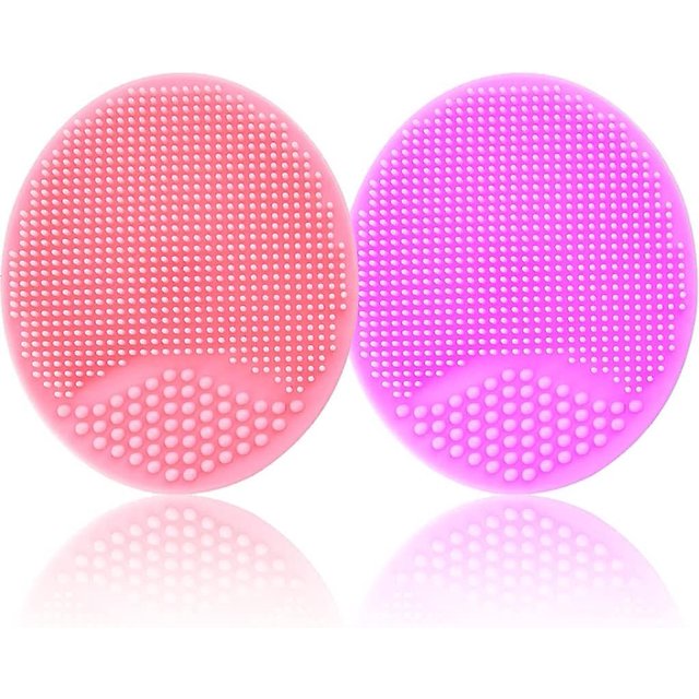 Cepillo exfoliante de masaje de silicona para ba?o de bebé 2 piezas (amarillo + rojo rosa) (t-0-g) LingWen 1327534294033