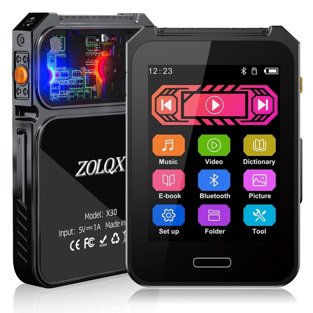 Reproductor MP3 ZOLQX 64GB Bluetooth 5.3 con pantalla táctil de 2.4 pulgadas