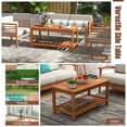 thumbnail image 7 of GVN 2-Tier Patio Coffee Table with Slatted Tabletop and Shelf, Teak Wood Side Table with Storage, Indoor and Outdoor Wooden Furniture for Deck, Porch, Balcony, Living Room, 7 of 7