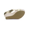 thumbnail image 5 of BLISSFUL STEP Women's Shoes Platform Wedge Cross Strap Studs Fabric Upper Open Toe Heels Sandals  Gold 6, 5 of 7
