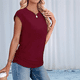 thumbnail image 4 of Camiseta de Corta con Cuello Redondo y Fruncido para Mujer, Color Rojo Vino, Talla L, 4 of 6