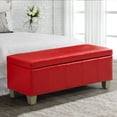 thumbnail image 4 of 51" Faux Leather Storage Ottoman Bench with Wooden Legs, Tufted Upholstered Seat, Sturdy & Spacious for Bedroom, Entryway, Living Room, Red, 4 of 9
