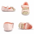 thumbnail image 3 of Infant Baby Girls Flats PU Leather Non Slip Rubber Sole with Sequins Crown Bownot Toddler First Walkers Princess Wedding Dress Shoes, 3 of 9