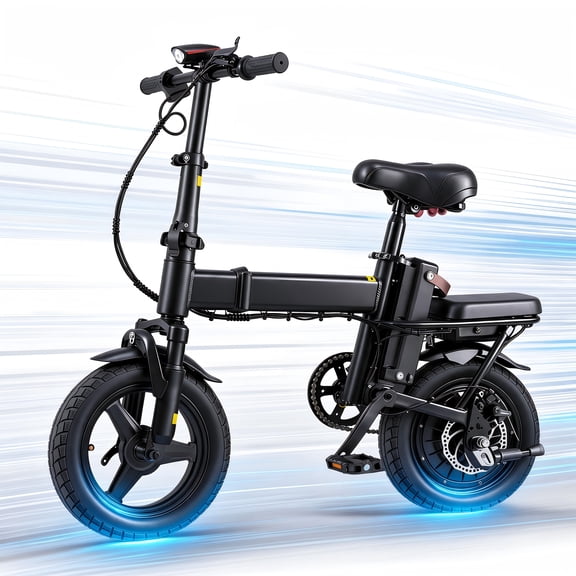 14 Inch Foldable Electric Bike Peak 500W Brushless Motor 36V 12Ah Removable Battery 19.9 MPH Max Speed Adult Electric Commuter Bike for Shopping