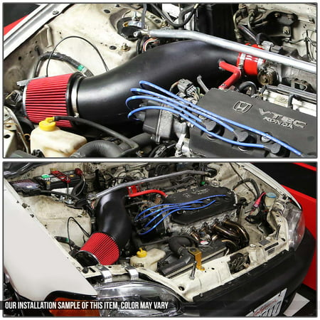 Honda Civic/Del Sol Black Flared Pipe Short Ram Intake Induction System with Air Filter - EG EH EJ