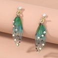 thumbnail image 2 of Pendientes de ala de mariposa con incrustaciones de resina y circonita, pendientes colgantes de mariposa, joyería de mariposa de cristal hipoalergénica para mujer, 2 of 5