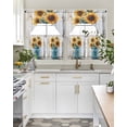 thumbnail image 4 of Sunflower Swag Kitchen Curtains Sets for Windows 24 Inch Length, Pastoral Pastel Yellow Floral Rustic Wood Plank Short Window Curtain Panels Swags Valances and Tiers 3 Piece Set for Cafe/Dining Room, 4 of 5