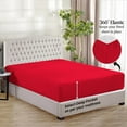 thumbnail image 3 of Fitted Sheet 800 Thread Count 100% Egyptian Cotton 1-Piece Twin Size (39" x 75") Inch 15-Inch Deep Pocket, All-Around Elastic Red Stripe, 3 of 5