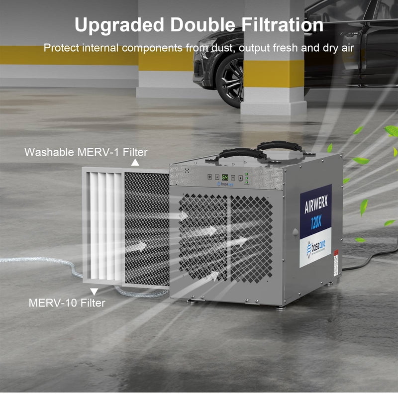 BASEAIRE 235 Pints Crawl Space Commercial Dehumidifier with Pump, Dehumidifier Whole Homes, Basements, up to 3,300 sq. ft. cETL, Water Damage Storage