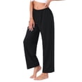 thumbnail image 4 of INSPIRE CHIC Women's Pajama Pants Checked Elastic Waistband Soft Casual Long Straight Pants Loungewear S Black, 4 of 6