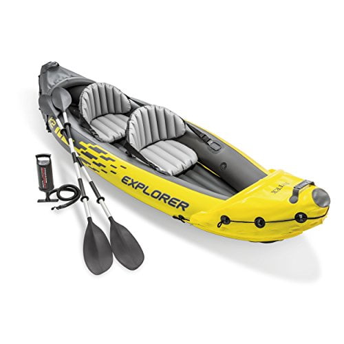 INTEX Explorer K2 Inflatable Kayak Set With Aluminum Oars And High Output Air Pump | 2-Person