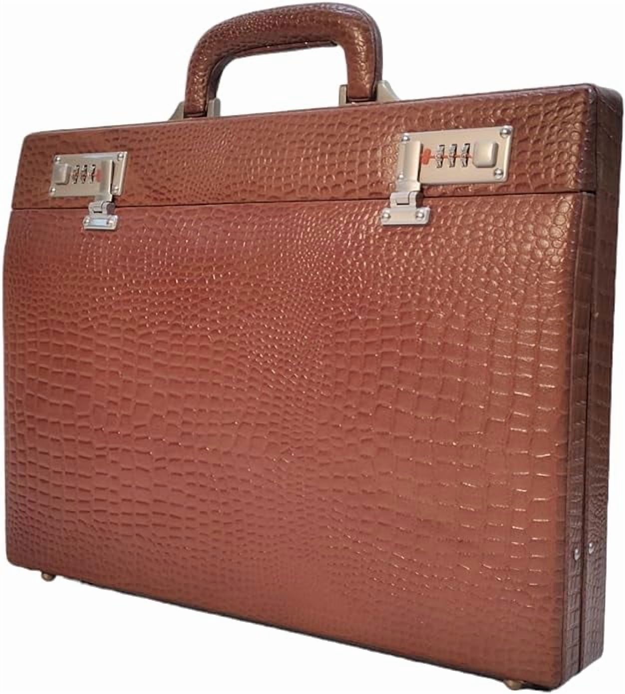 LINDSEY STREET Pure Leather Briefcase Executive Handbag for Men's Leather Attache Briefcase 14 Inch Laptop MacBook Carry Case