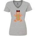 thumbnail image 3 of Inktastic Cute Gingerbread Girl with Red Plaid Bow Women's V-Neck T-Shirt, 3 of 5