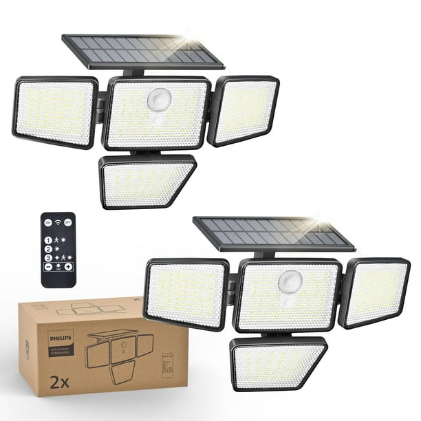 Luz solar de seguridad Philips 196 LED con sensor PIR remoto IP65