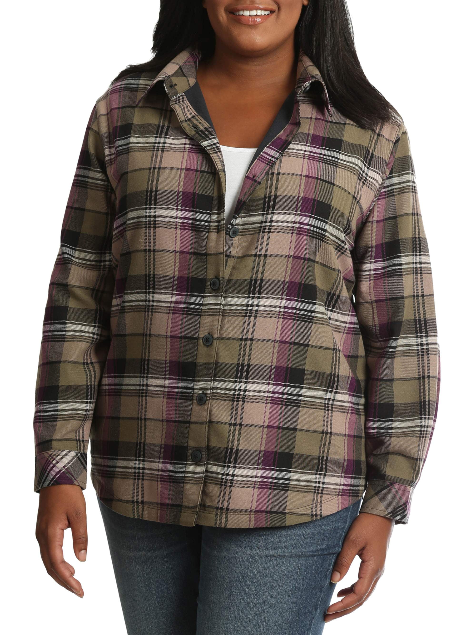 Lee Riders Women's Plus Fleece Lined Flannel Shirt - Walmart.com