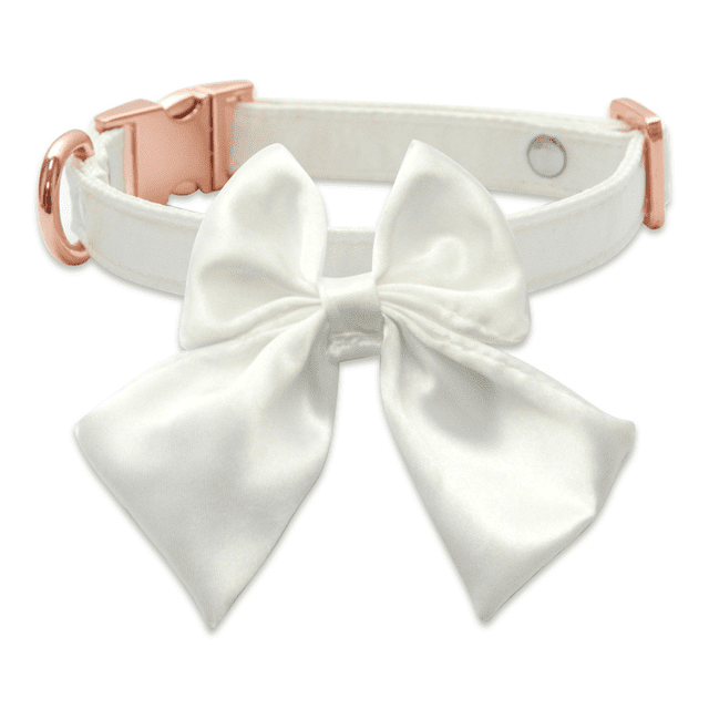 Collar ajustable con pajarita marinera de colores lisos para perros pequeños, medianos y grandes con hebilla de metal dorado