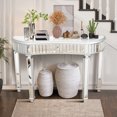 thumbnail image 4 of Dining Tables 47" Half-Moon Mirrored Console Table with Fluted Glass & Crystal Knob Drawer - Silver Entryway Vanity Desk for Bedroom/Dressing Room(Grey+Sliver),Coffee Tables, 4 of 14