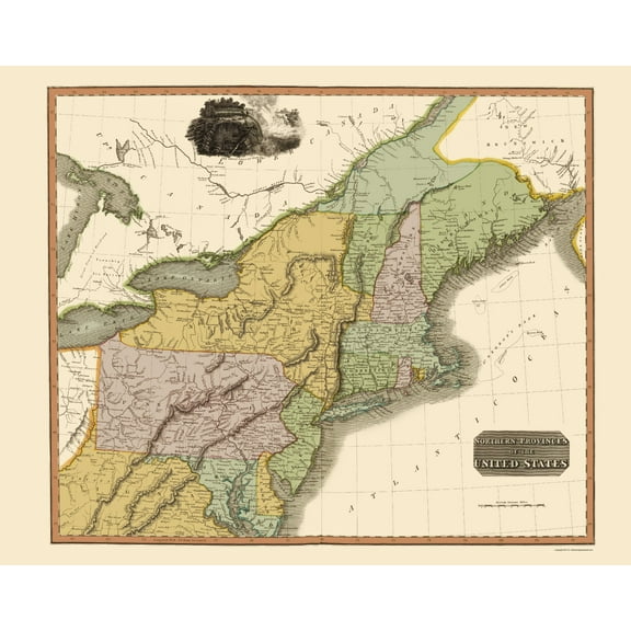 Historic State Map - United States Northeastern - Thomson 1817 - 23 x 29.03 - Vintage Wall Art