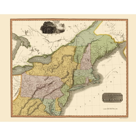Historic State Map - United States Northeastern - Thomson 1817 - Vintage Wall Art
