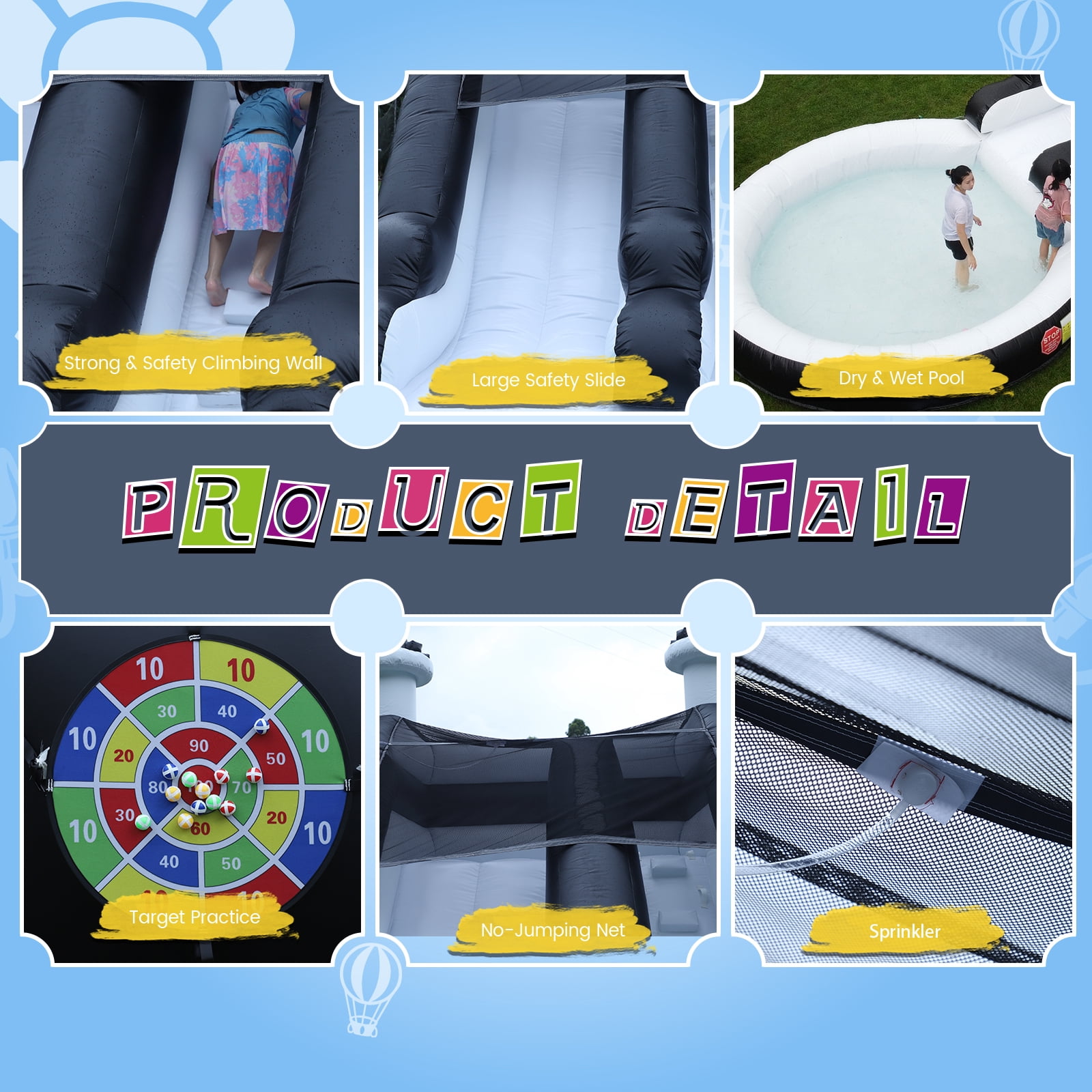 Relunch 24FT Commercial Grade PVC Inflatable Water Slide with Pool & Dartsboard for Kids and Adults (with Blower), Wet Dry Use, Summer Fun, 24x13x13FT