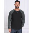 thumbnail image 4 of DARING DIVA Men's Long Sleeve Color Block Casual Raglan T-Shirt 2XL Gray Black, 4 of 7