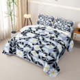 thumbnail image 3 of jejeloiu Muted Floral Quilt Full For Girls,Pastel Pattern Full Bedspread Sets,Light Blue Black,3pcs, 3 of 7