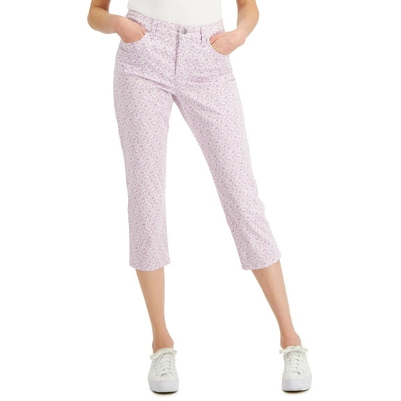 Charter Club Bristol Printed Skinny Capri Jeans Freesia Dusk 14