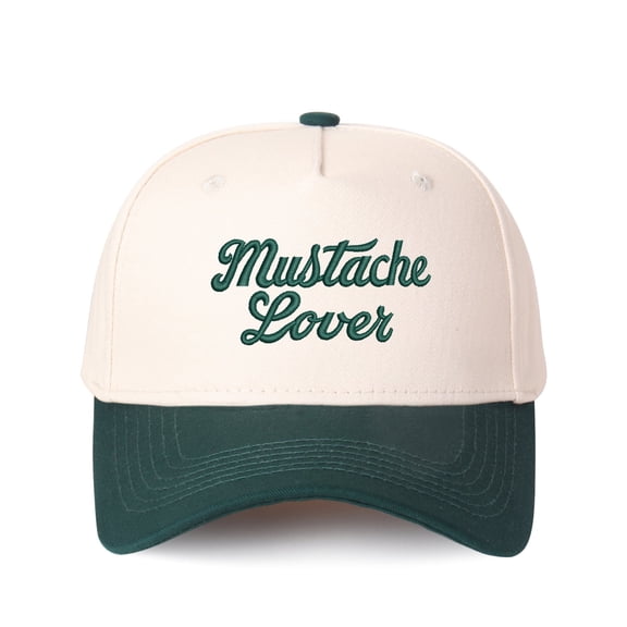 Mustache Lover Letter Embroidered Color Block Trucker Hat Unisex Adjustable Cotton Breathable Fashion Cap for Travel Daily Wear