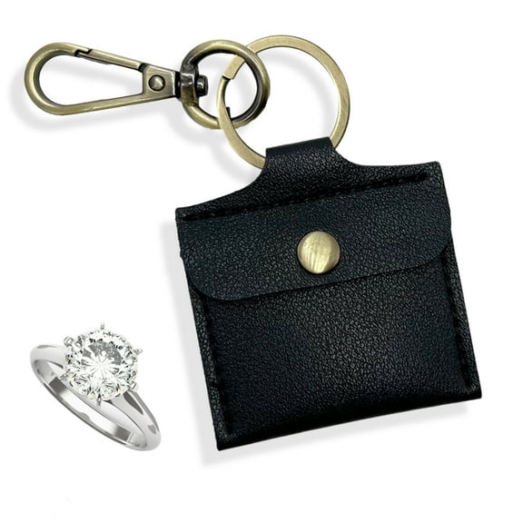 Ring Holder Keychain for Gym, Leather Jewelry Travel Pouch for Wedding Ring, Necklaces, Mini coin pouch for Women