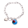 thumbnail image 1 of Pulsera de cadena de corazón Unbranded Cielo azul rojo rosas hojas verdes, 1 of 3