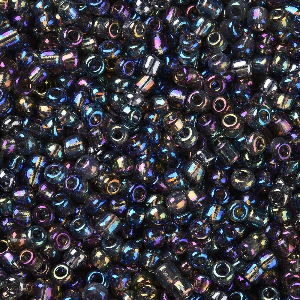 Round Glass Seed Beads Transparent Colours Rainbow Round Dark Gray 2mm Glass