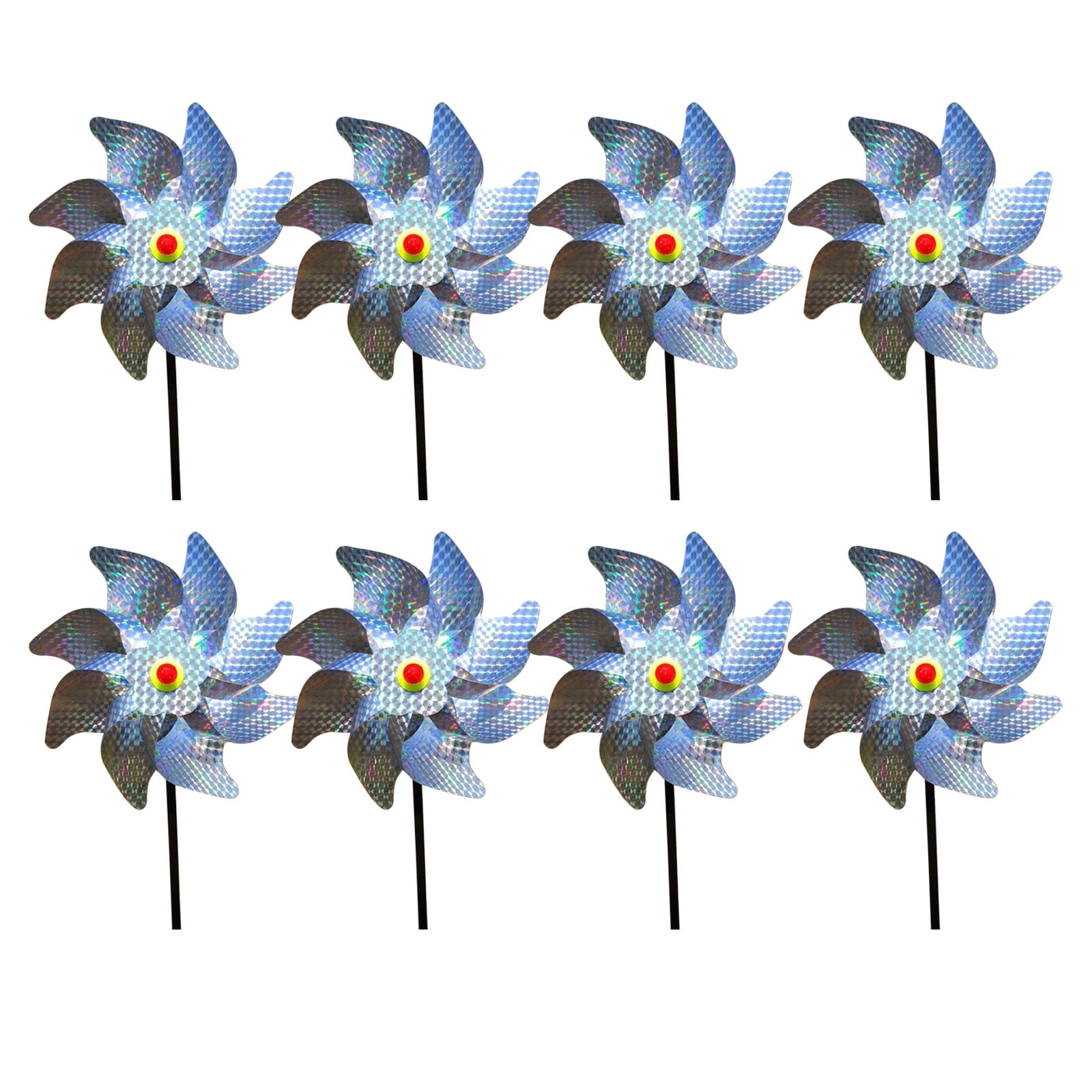 Vogelabweisende Windräder, 8 Stück Set – Reflektierend, PVC/PP, 20 Cm Stab, Für Garten, Balkon & Acker