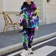thumbnail image 2 of FUZHIQ Boys 2 Piece Tracksuit Athletic Sweatsuits Sets Casual Printed Hooded Sweatshirt and Jogger Sweatpants Clothing Sets for Kid Purple for 10-11 Years, 2 of 4